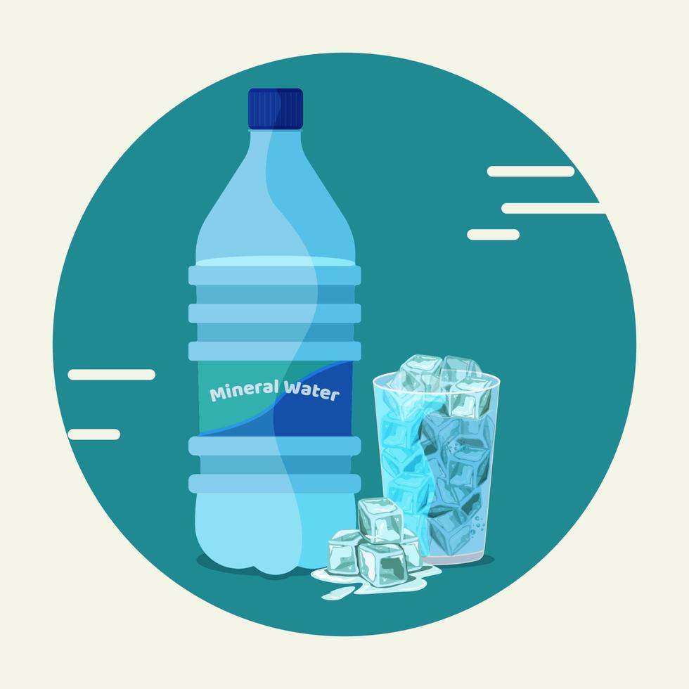 agua mineral y cubitos de hielo ilustración vectorial vector