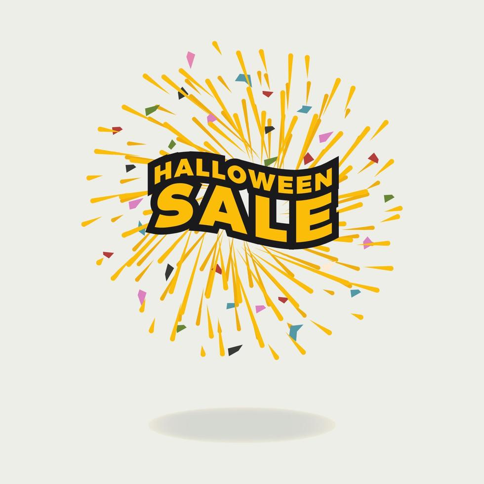 Halloween sale lettering with sunburst design vector illustration