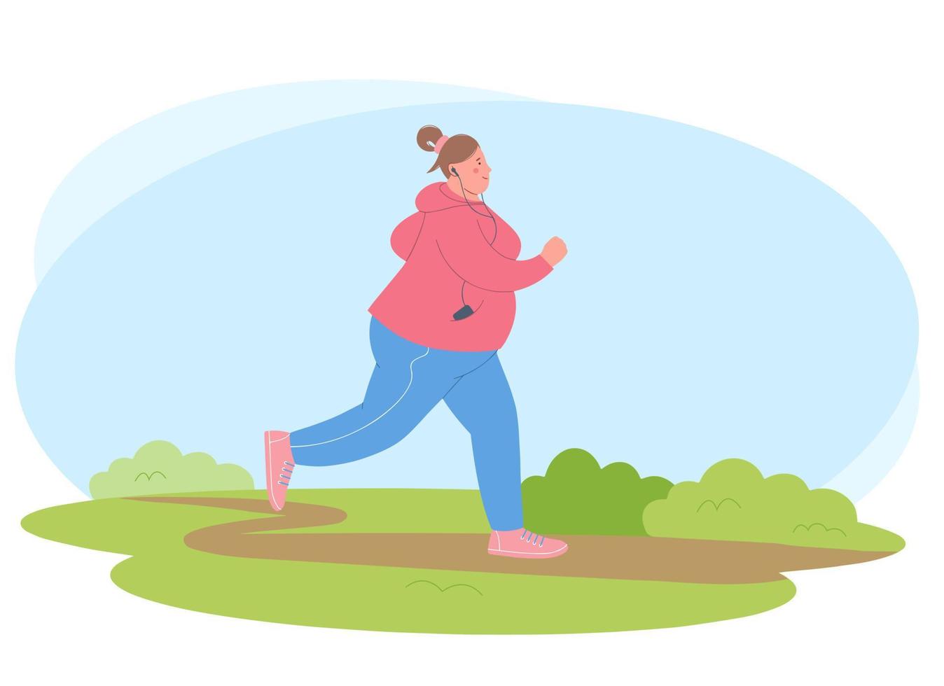 https://static.vecteezy.com/system/resources/previews/006/920/462/non_2x/young-overweight-woman-is-engaged-in-sports-woman-is-jogging-in-the-park-vector.jpg