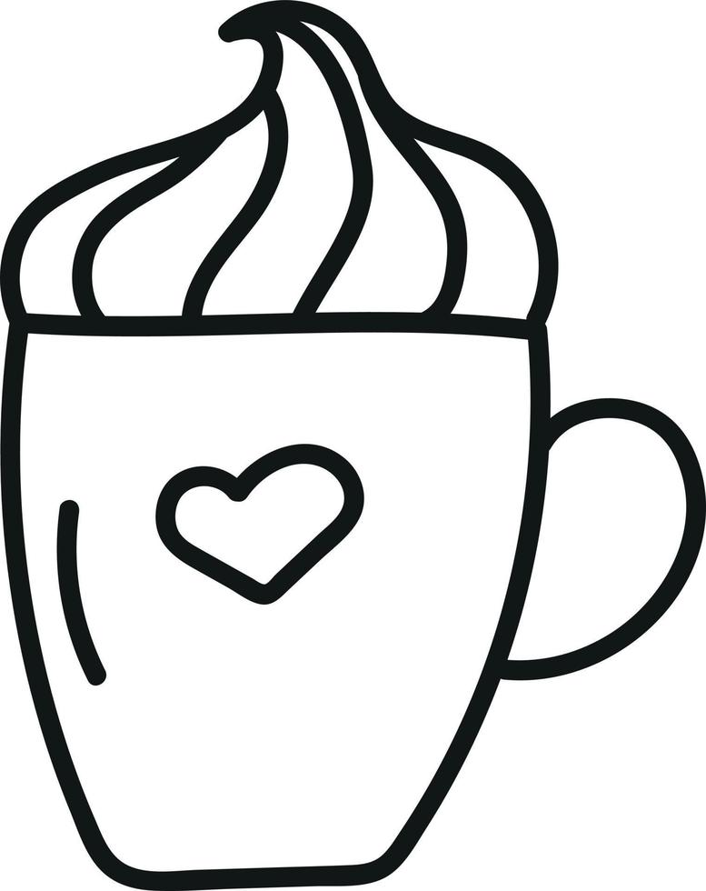 Cup of Coffee Chocolate Cocktail with Heart in Doodle Style vector