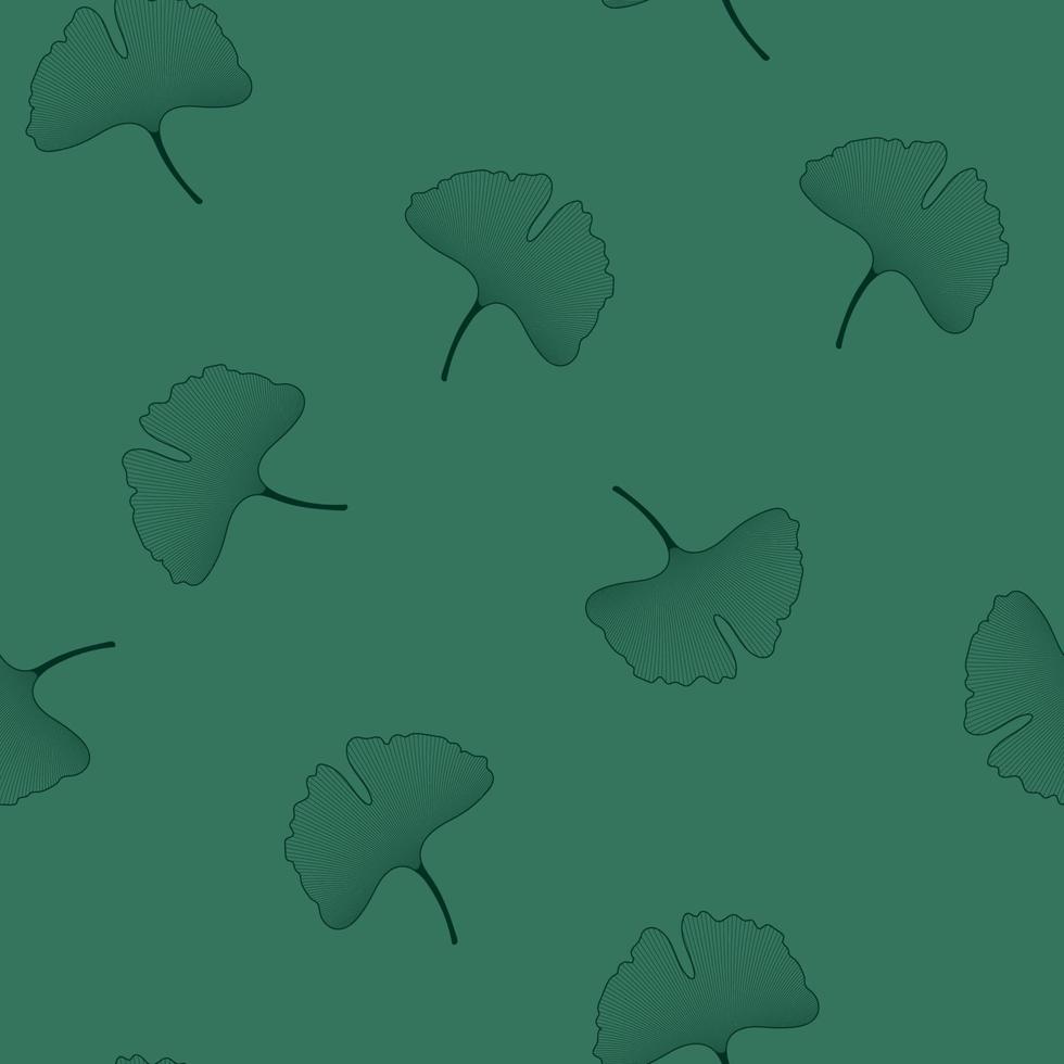 Green Ginkgo Biloba Leaves on Emerald Background for Your Web Fabric Packaging Designs and Other vector