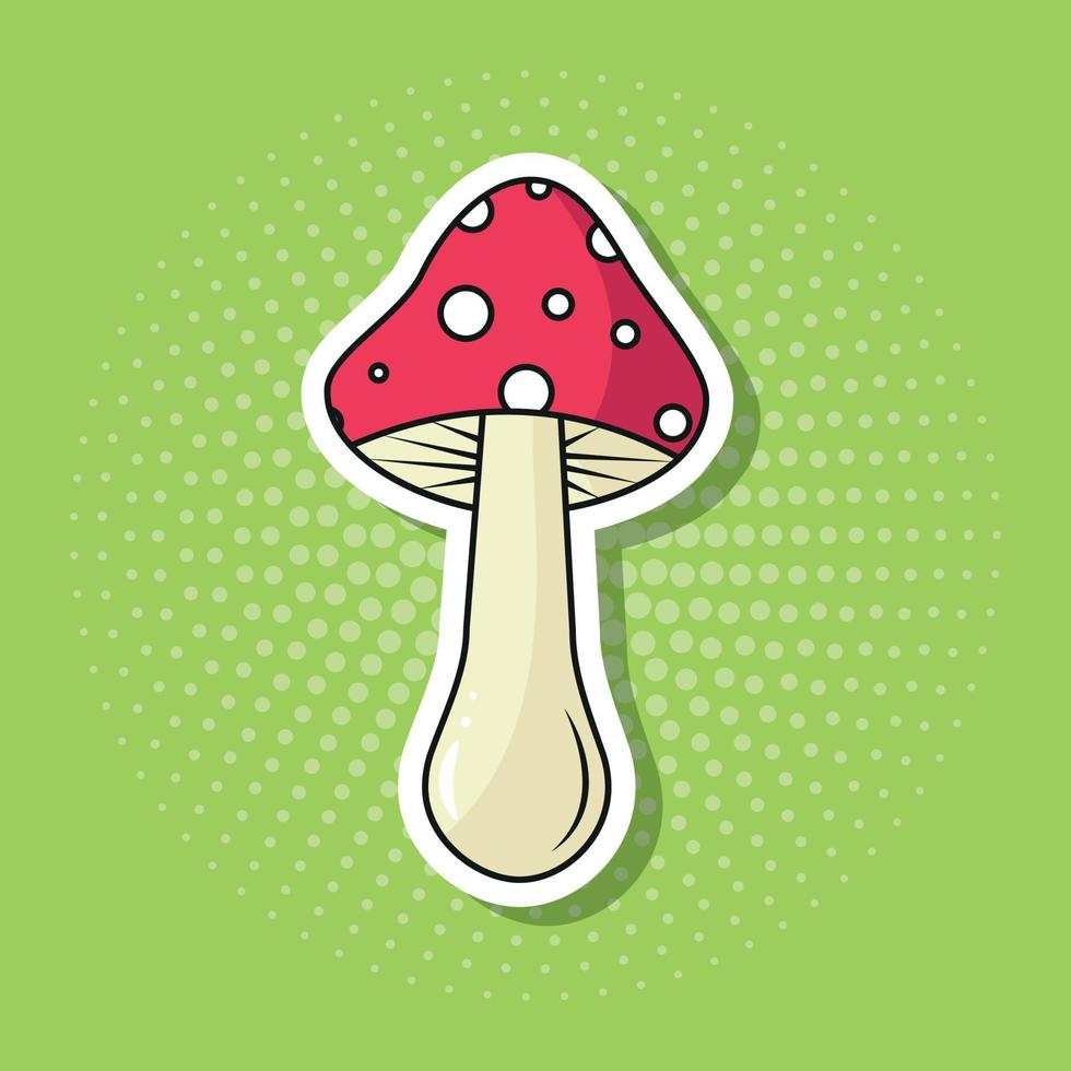 Fly Agaric Mushroom in Pop Art Style Sticker vector