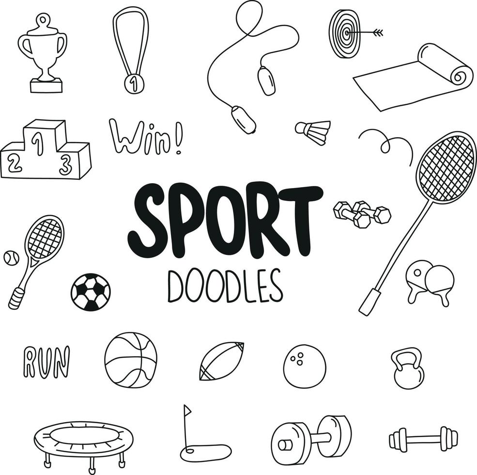 Set of Doodles About Sports Sports Equipment vector