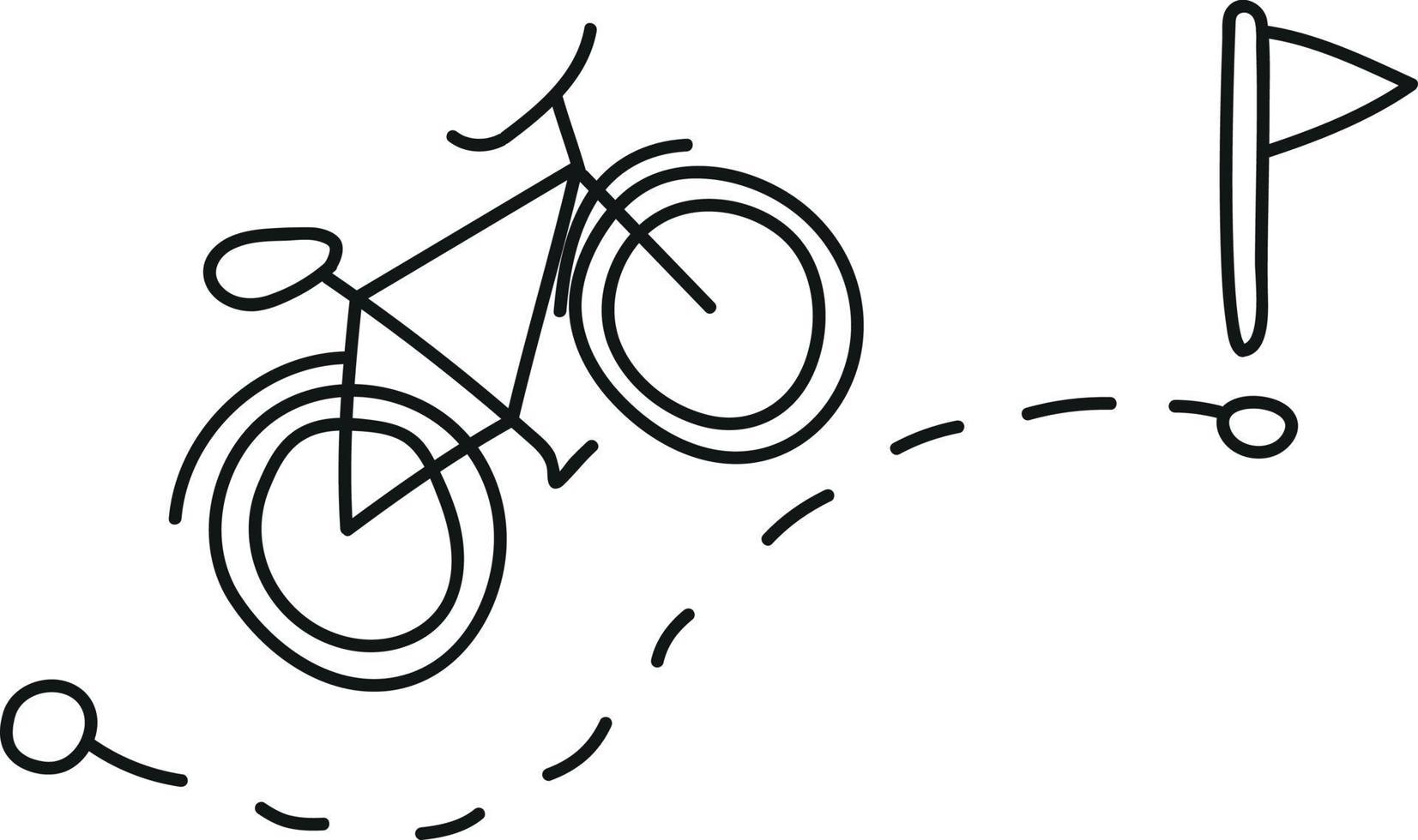 Doodle Style Bike Ride on the Way to the Goal vector