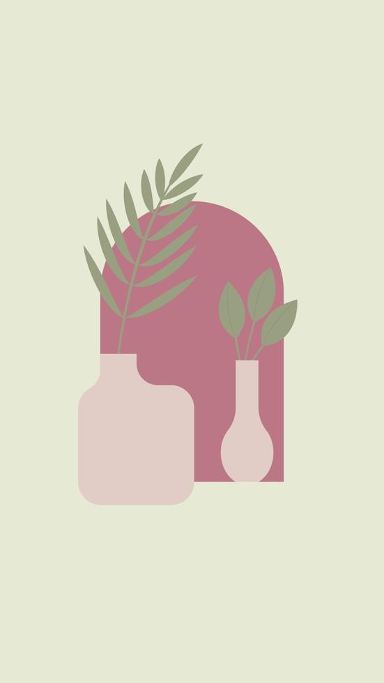 Abstract Minimalistic Poster with Vases vector