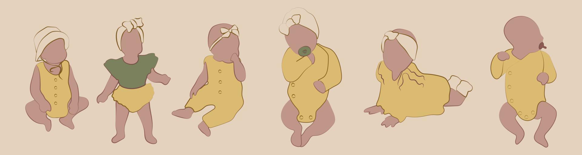 Set of Images of Children Without a Face vector