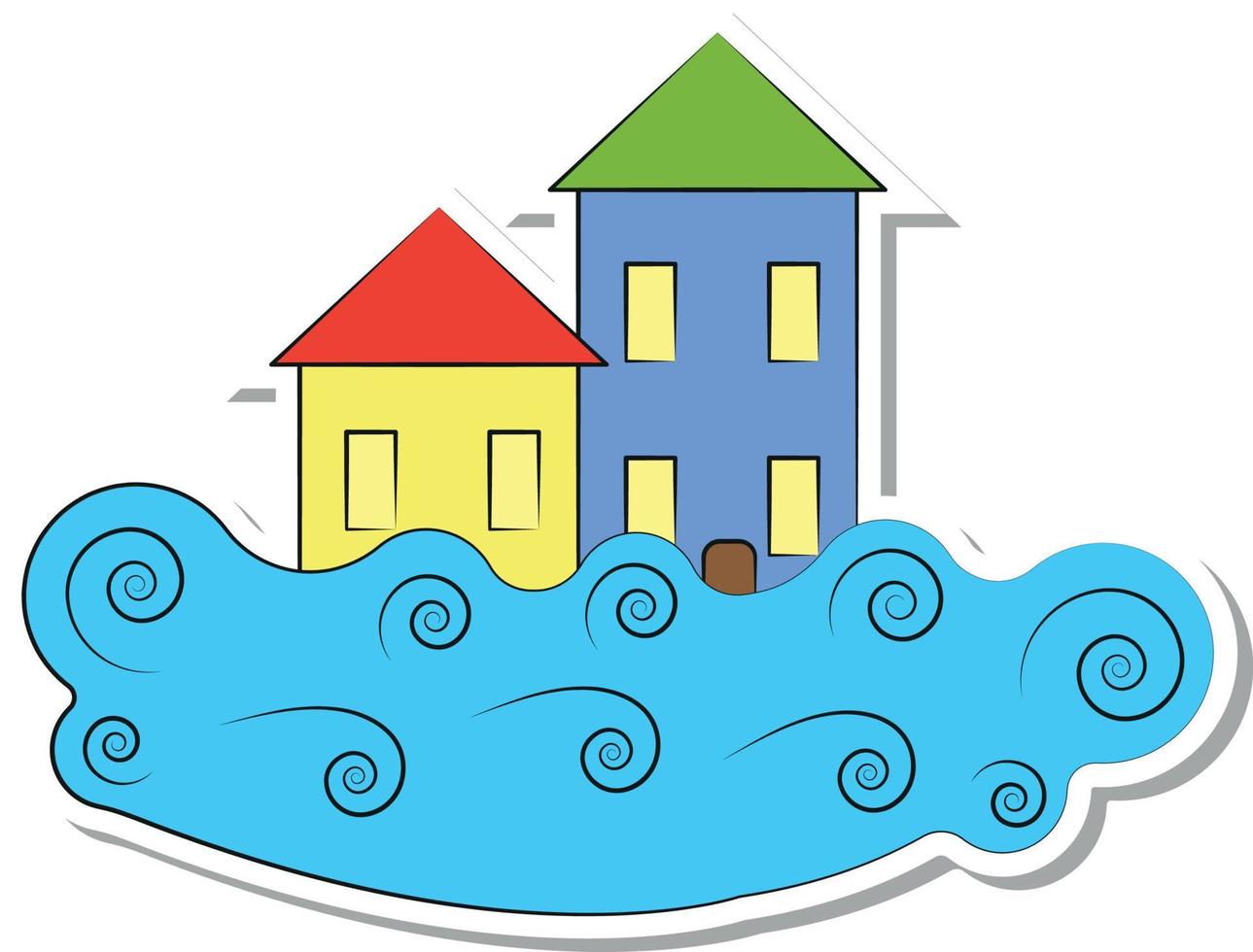 Flood in the City Ecological Disaster Sticker vector