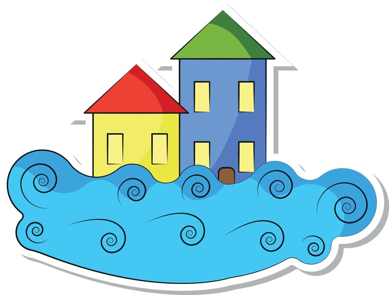 Flood in the City Ecological Disaster Sticker vector