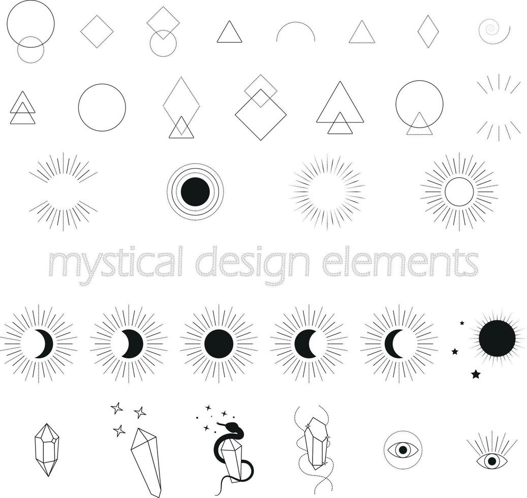 conjunto de elementos místicos para el diseño vector