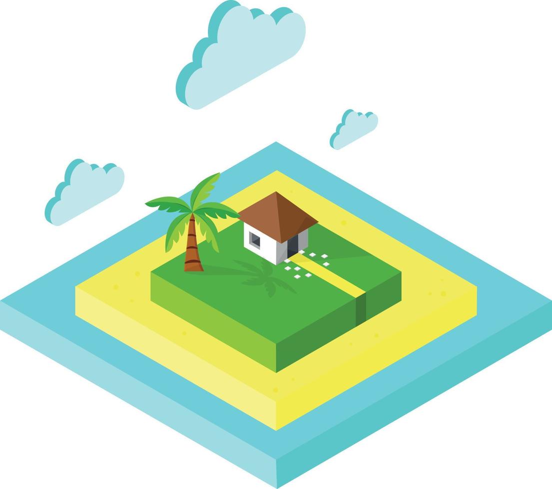 Beach Holiday in a Bungalow by the Ocean vector