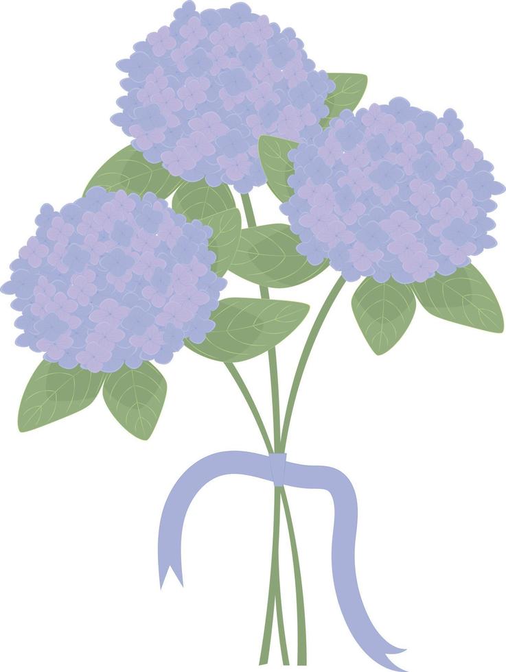 elemento decorativo ramo de hortensias moradas vector