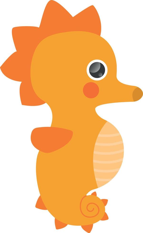 Cute Orange Seahorse Character for Childrens Books Magazine Posters Illustrations vector