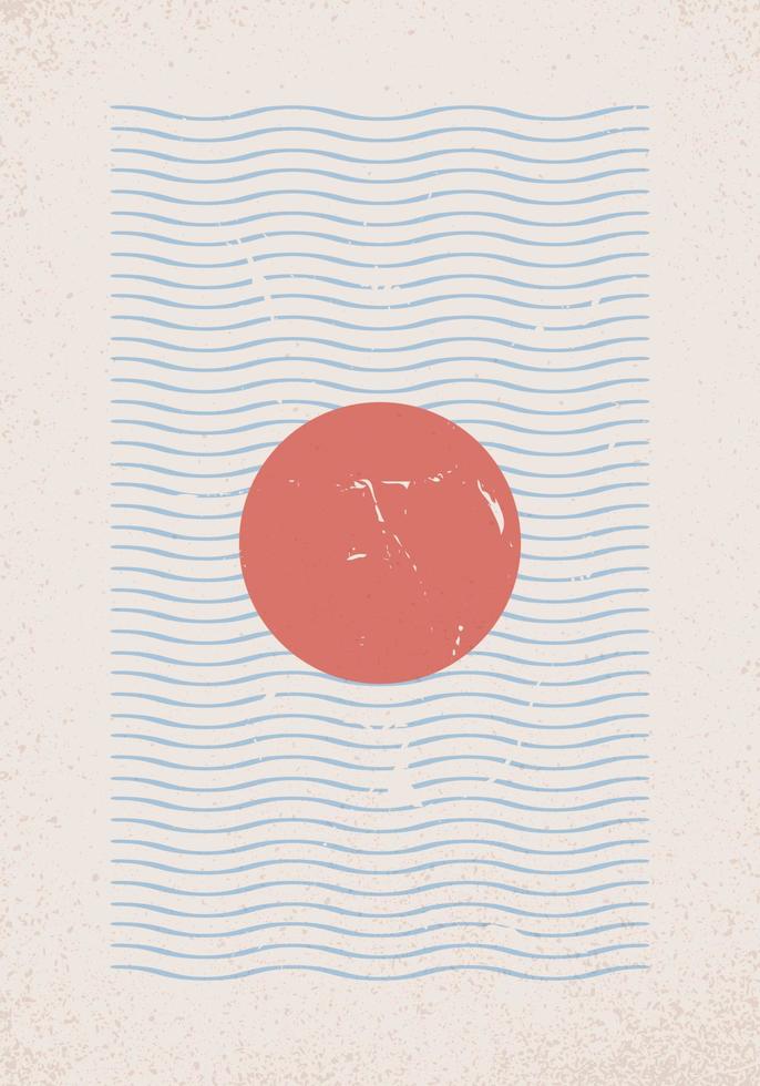 cartel abstracto moderno multicolor retro mar y sol vector