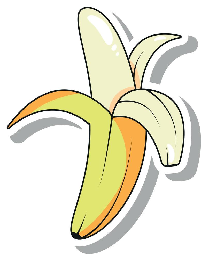 Ripe Beeled Banana in Pop Art Style Sticker vector