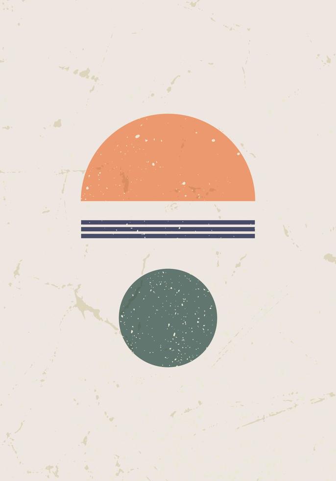 Modern Abstract Poster Multicolored Retro Sun vector