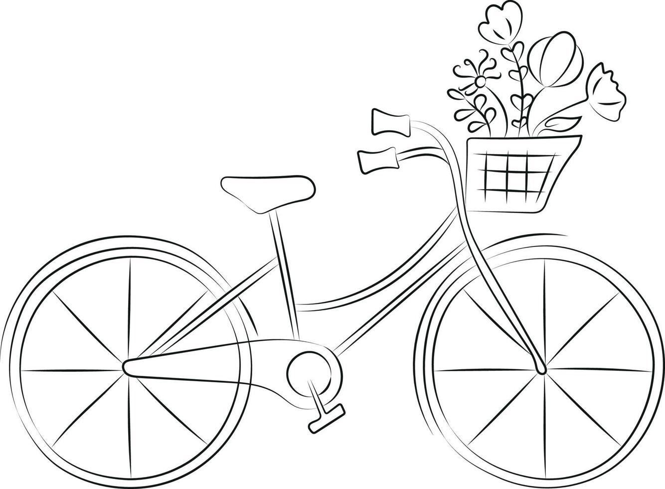 Bicycle With a Basket of Flowers World Cycling Day vector