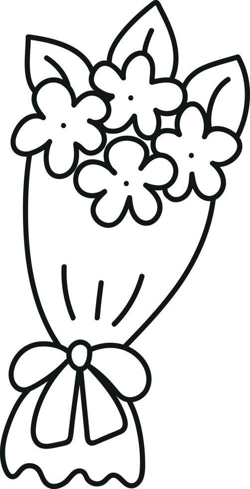 ramo de flores regalo del día de san valentín en estilo doodle vector