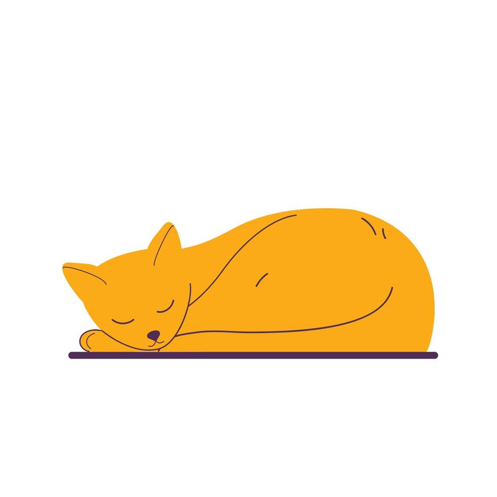 el gato mascota está durmiendo. ilustración plana vectorial simple vector