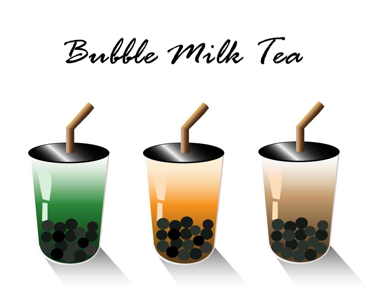 Bubble milk tea in plastic cup with straw. vector