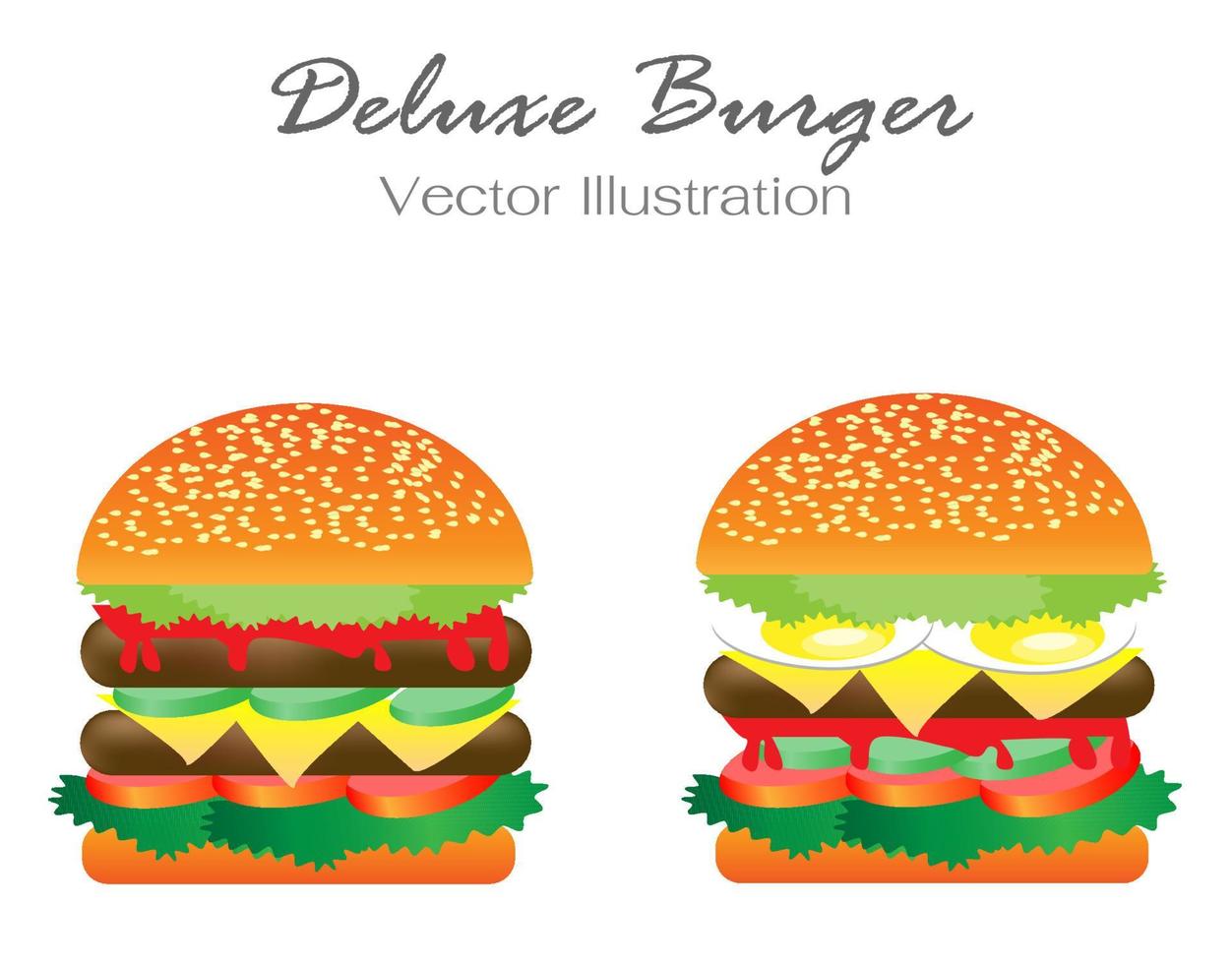 Deluxe hamburger with cheese and eggs. vector