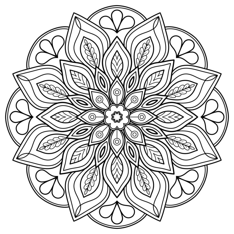 patrón de mandala abstracto vectorial. arte en la pared. patrón de encaje de libro para colorear el tatuaje. diseño para una camisa de pintura de papel pintado y diseño de pegatinas de azulejos, adorno de círculo decorativo en estilo étnico oriental vector