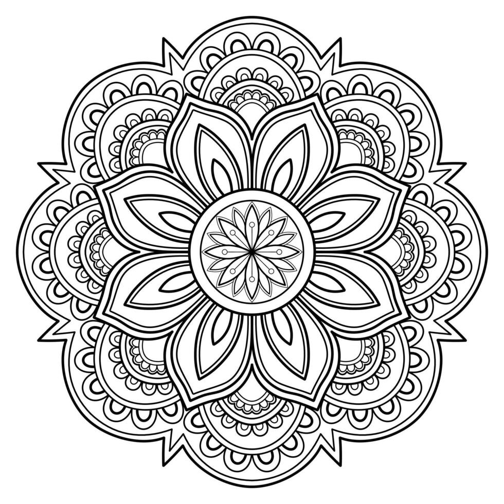 patrón de mandala abstracto vectorial. arte en la pared. patrón de encaje de libro para colorear el tatuaje. diseño para una camisa de pintura de papel pintado y diseño de pegatinas de azulejos, adorno de círculo decorativo en estilo étnico oriental vector