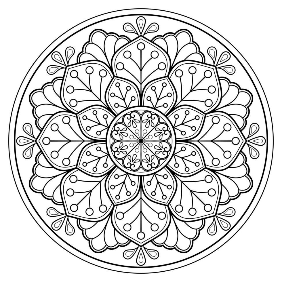 patrón de mandala abstracto vectorial. arte en la pared. patrón de encaje de libro para colorear el tatuaje. diseño para una camisa de pintura de papel pintado y diseño de pegatinas de azulejos, adorno de círculo decorativo en estilo étnico oriental vector