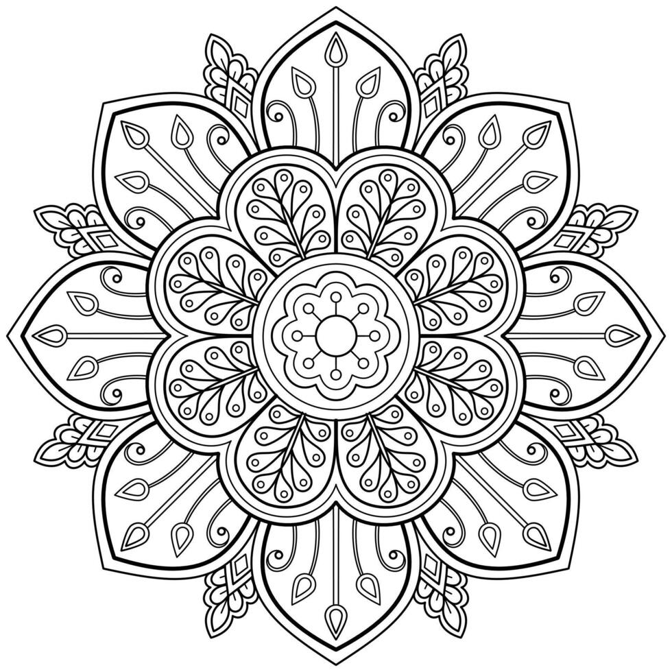 patrón de mandala abstracto vectorial. arte en la pared. patrón de encaje de libro para colorear el tatuaje. diseño para una camisa de pintura de papel pintado y diseño de pegatinas de azulejos, adorno de círculo decorativo en estilo étnico oriental vector