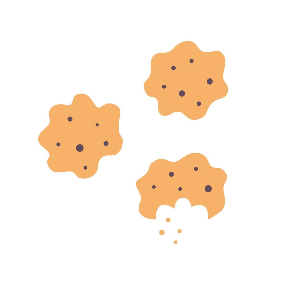 Homemade cookies with chocolate pieces, vector flat illustration