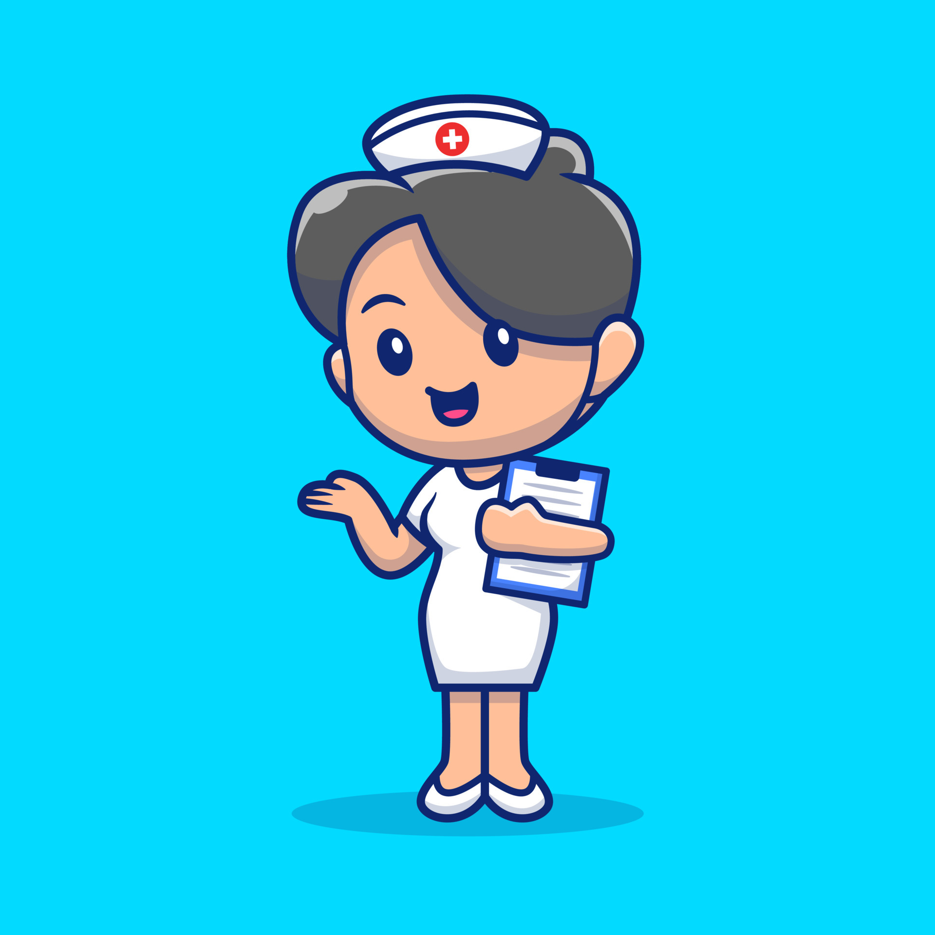 linda enfermera con ilustración de icono de vector de dibujos animados de  tablero de clip. concepto de icono médico de personas vector premium  aislado. estilo de dibujos animados plana 6921744 Vector en