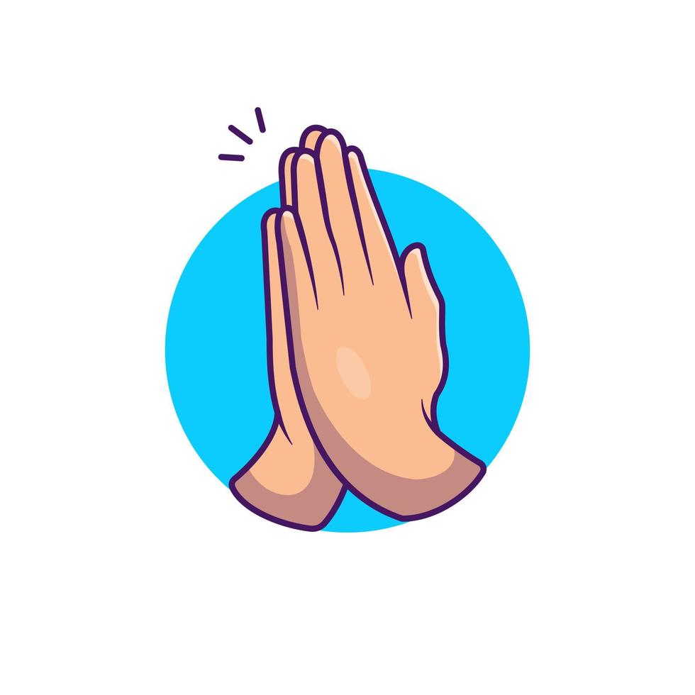 Namaste Hand Sign Gesture Cartoon Vector Icon Illustration. People Medical Icon Concept Isolated Premium Vector. Flat  Cartoon Style