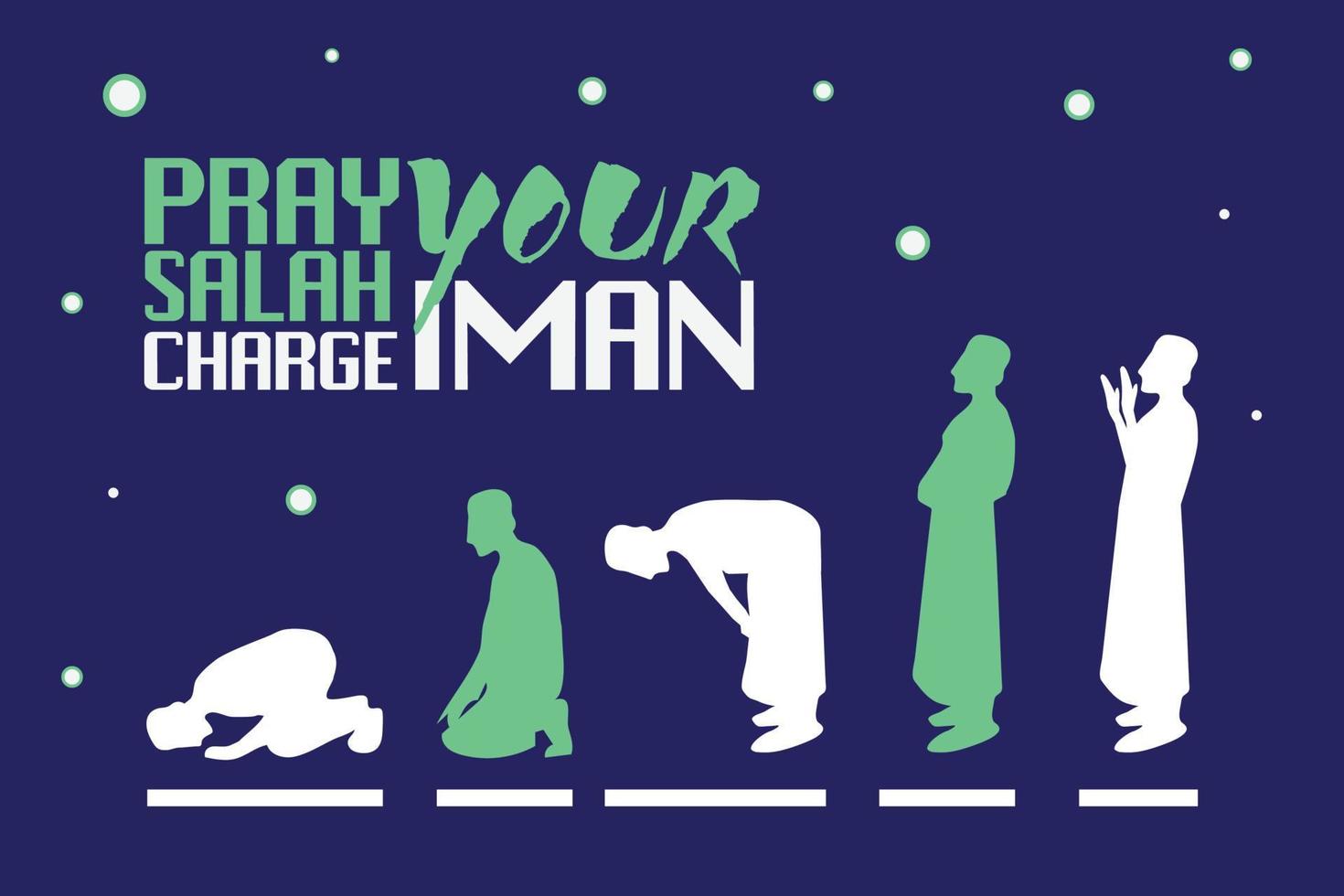 Muslim Prayer Postion in Salah for Ramadan Vector