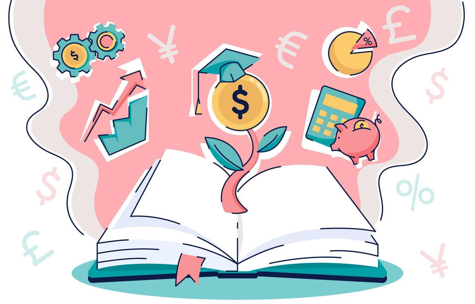 concepto de educación financiera vector