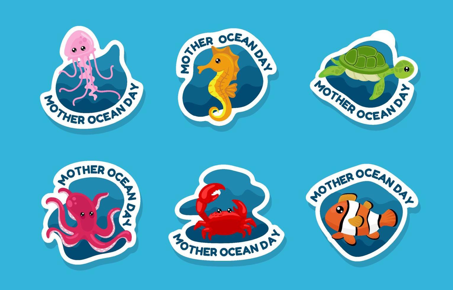 Mother Ocean Day Cute Sea Animals vector