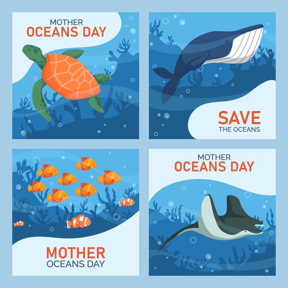 Ocean Day Social Media Post vector