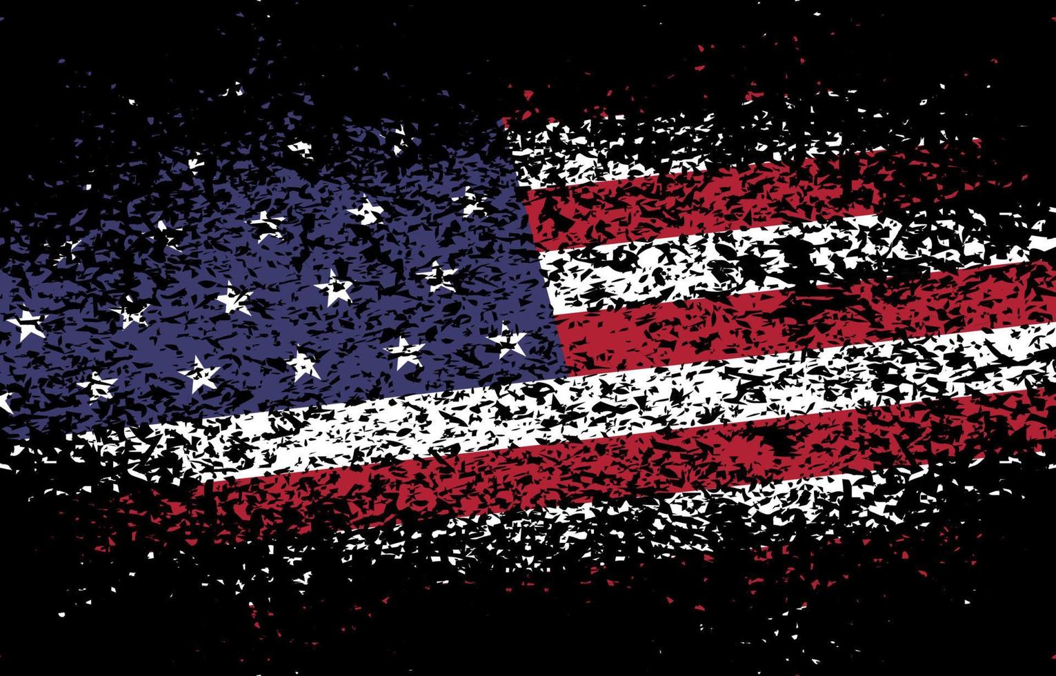bandera americana angustiada en fondo negro vector