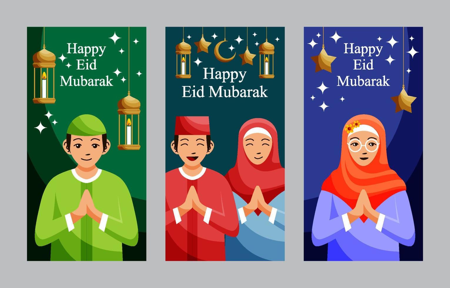 Happy Eid Mubarak Greeting Banner Set vector