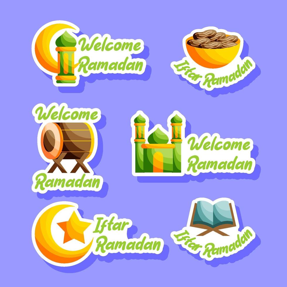 conjunto de pegatinas iftar vector