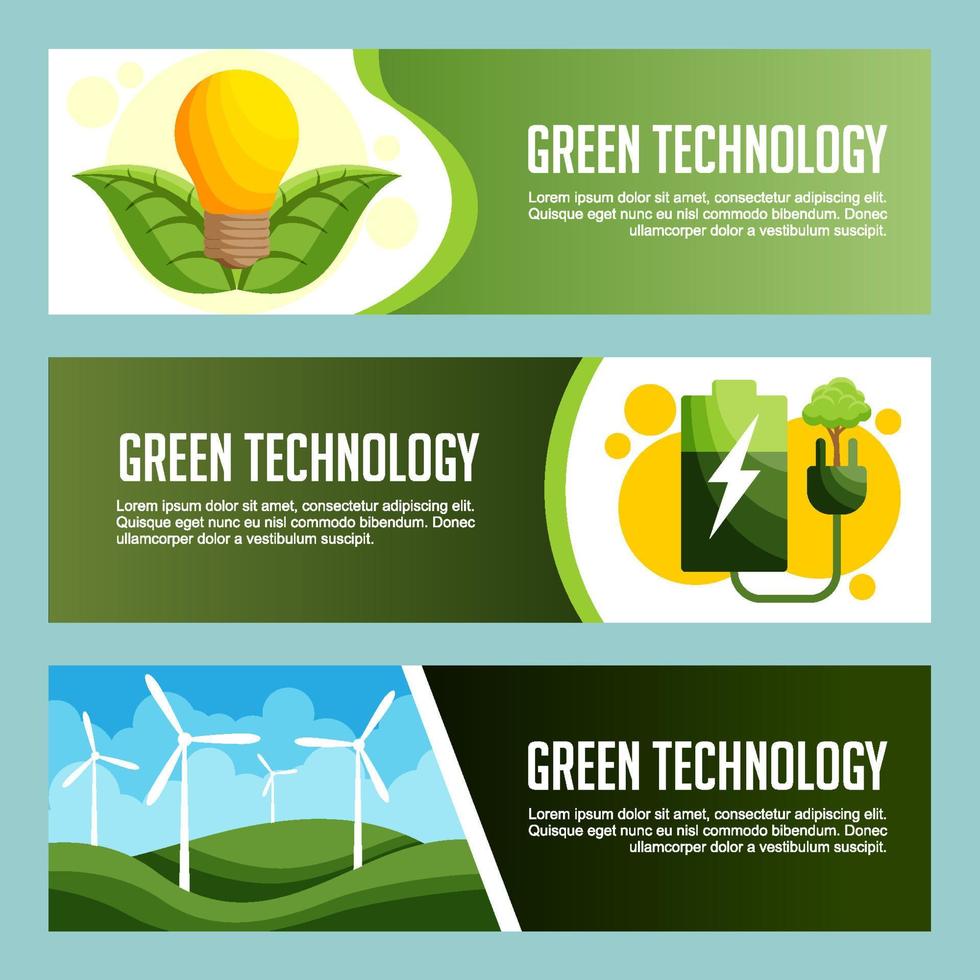 conjunto de banner de tecnología ecológica verde vector