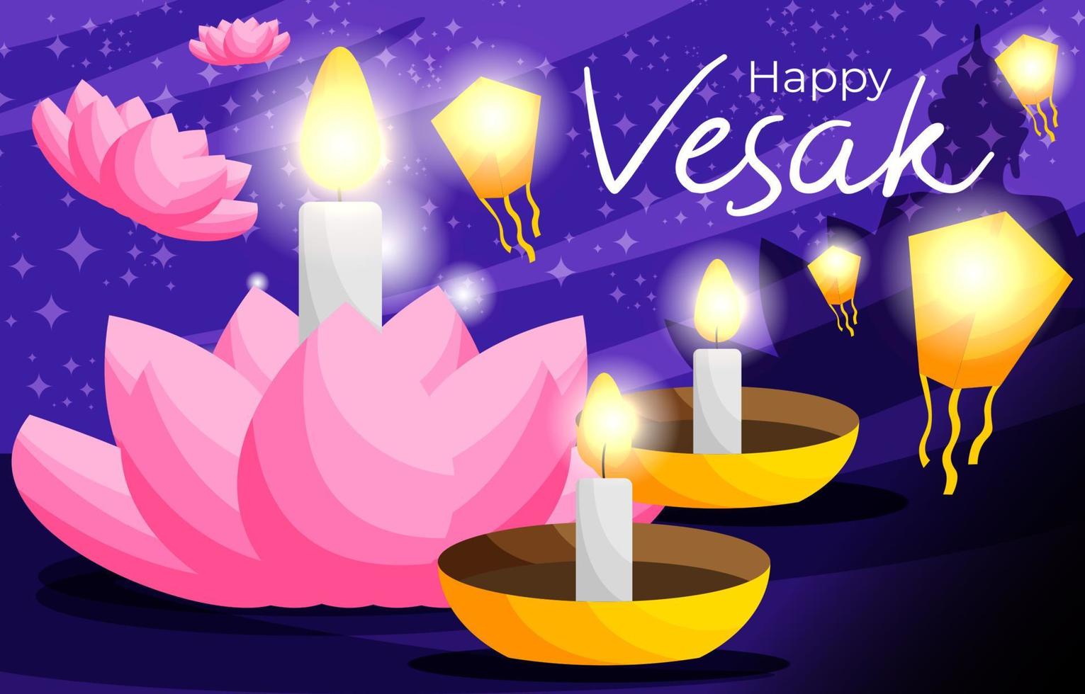 Happy Vesak Day with Lotus Flower 6921839 Vector Art at Vecteezy
