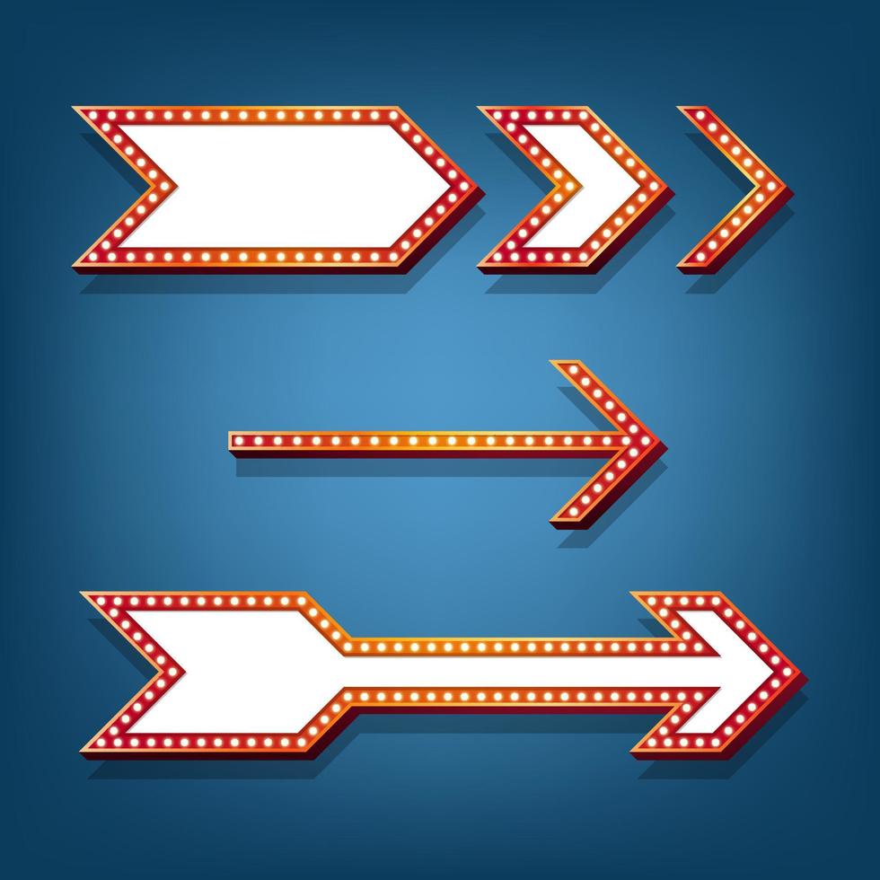 Arrow design of retro electric bulbs frame. Vector illustration