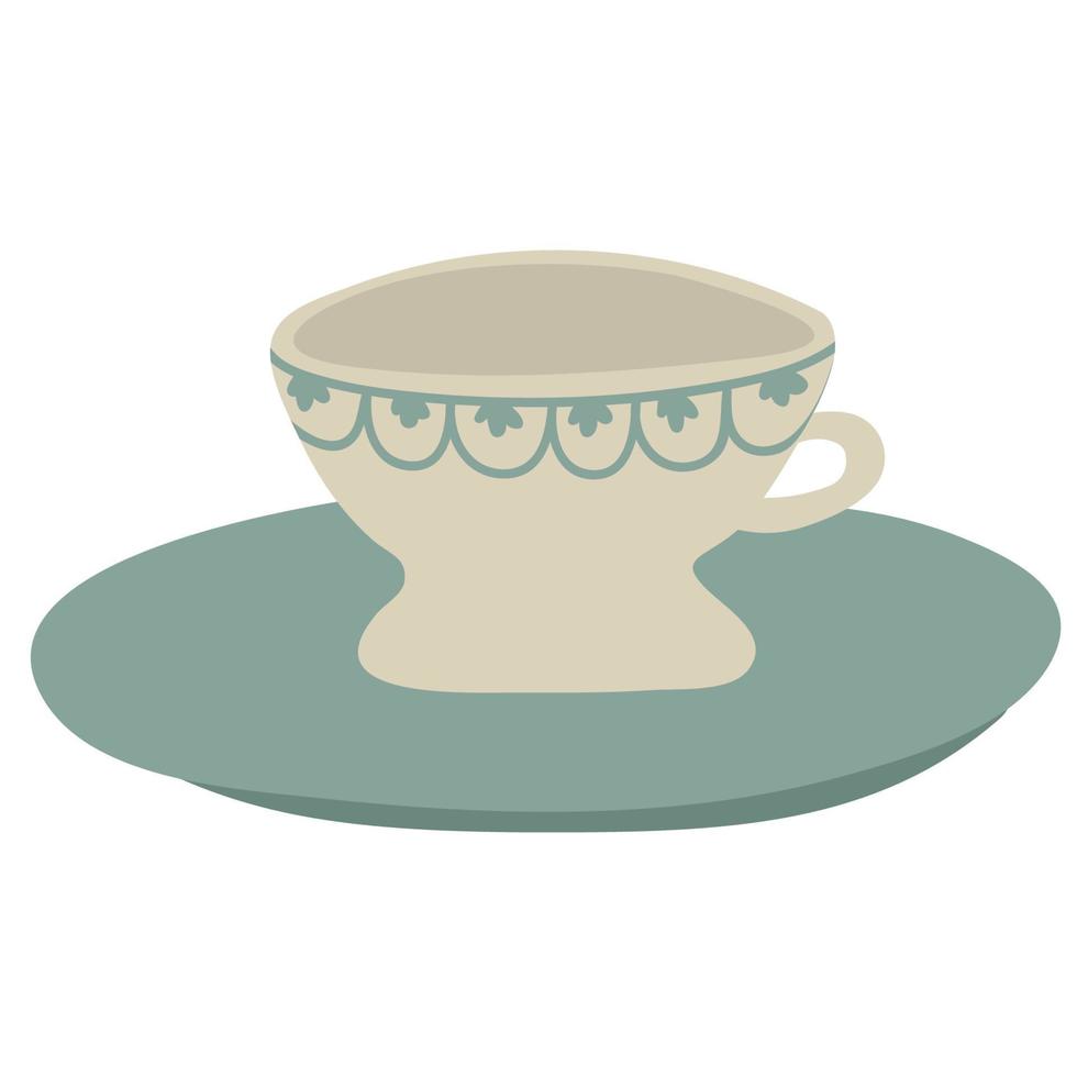 taza linda acogedora taza casera para bebidas calientes, té o café. vajilla, utensilios de cocina. vector