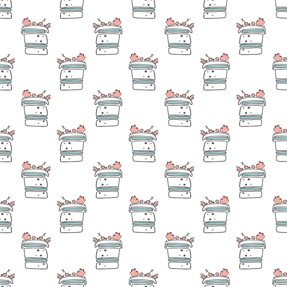 Pastry hand drawn seamless pattern. Doodle background collection confections, cupcakes . Icon set vector. vector