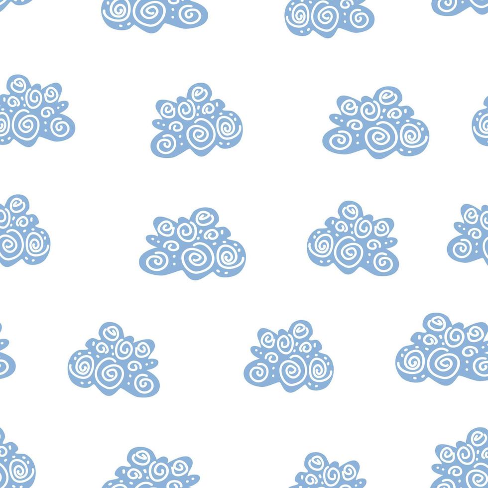 Doodle clouds vector seamless pattern. Hand drawn graphic tileable background.