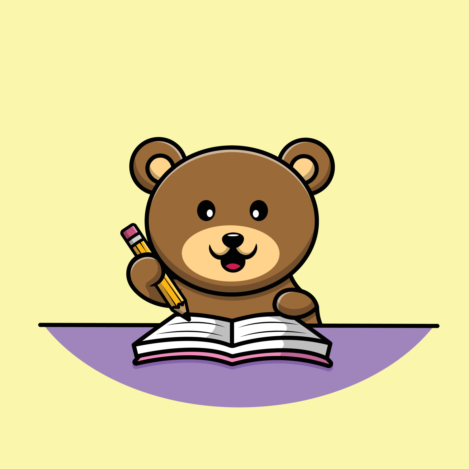 Cute Bear Writing On Book With Pencil Cartoon Vector Icon Illustration.  Animal Education Icon Concept Isolated Premium Vector. Flat Cartoon Style  6921989 Vector Art at Vecteezy