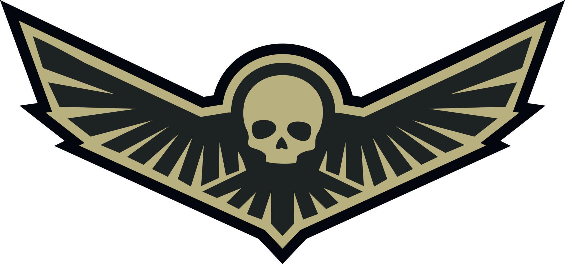 military emblem with skull and wings,grunge vintage design t shirts vector