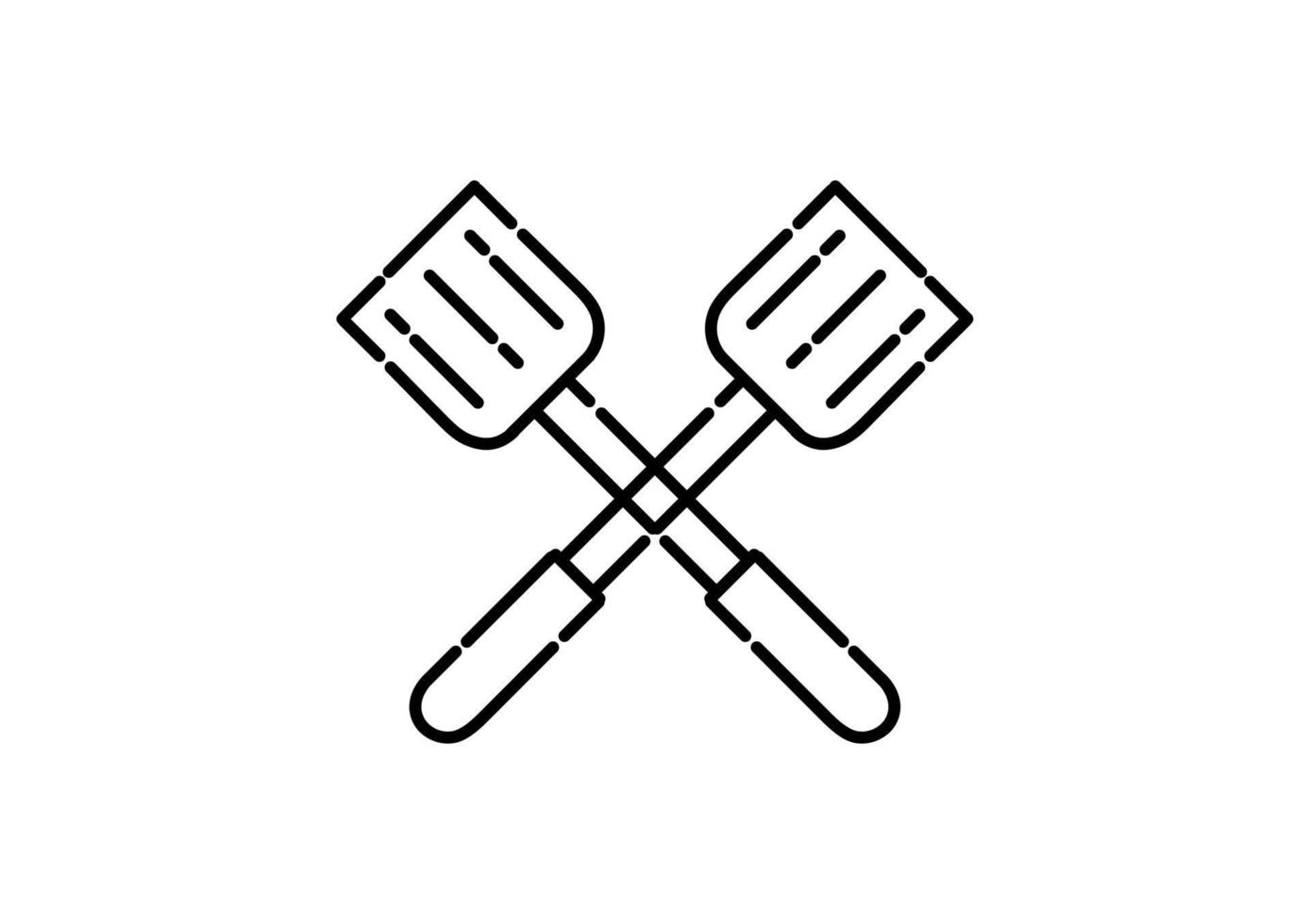 spatula illustration in dotted line style vector