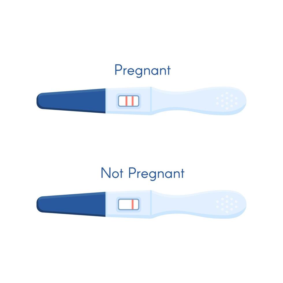 prueba positiva y negativa de embarazo u ovulación aislada en fondo blanco. vector