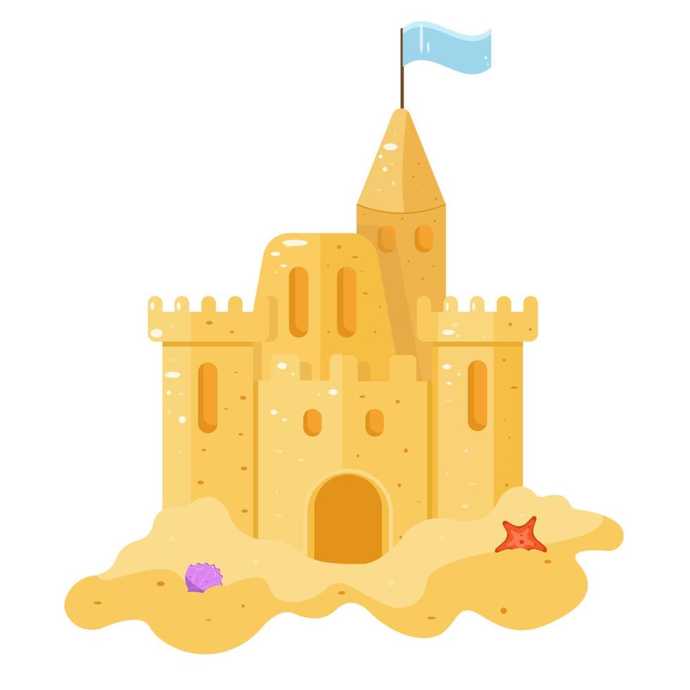 Sand castle. Vector illustration. summer