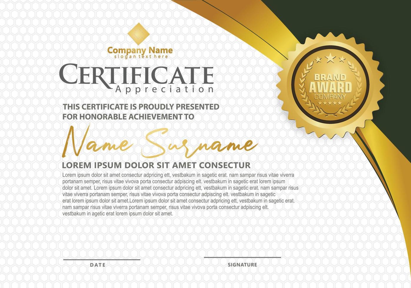 Luxury and elegant certificate template with modern pattern vector